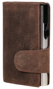 CLICKSAFE Porte-monnaie avec porte-cartes, cuir Hunter, gris