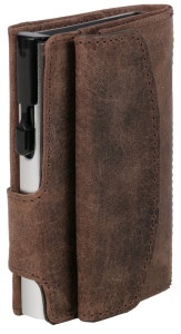 CLICKSAFE Porte-monnaie avec porte-cartes, cuir Hunter, gris