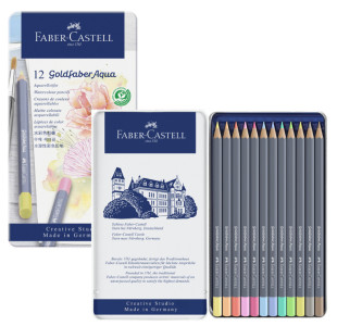 FABER-CASTELL Crayon GOLDFABER Aquarelle, boîte métal de 12