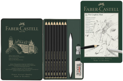 FABER-CASTELL Kit PITT GRAPHITE Matt, étui de 11 pièces
