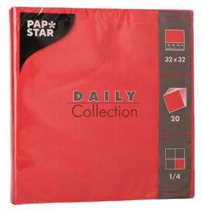 PAPSTAR Serviettes, 330 x 330 mm, 3 couches, rouge
