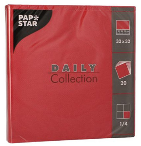 PAPSTAR Serviettes, 330 x 330 mm, 3 couches, rouge