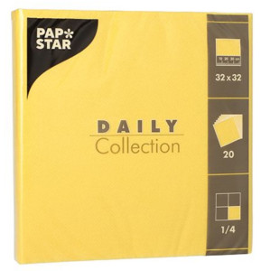 PAPSTAR Serviettes, 330 x 330 mm, 3 couches, jaune