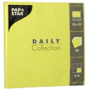 PAPSTAR Serviettes, 330 x 330 mm, 3 couches, jaune