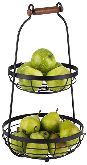 APS Corbeille à fruits 2 étages, hauteur: 480 mm, noir