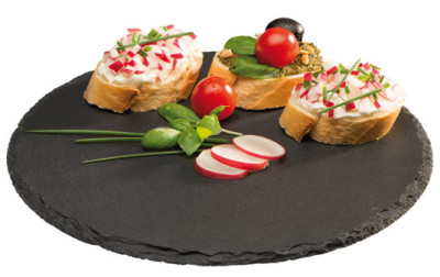 APS Plat en ardoise naturelle, diamètre: 220 mm, anthracite