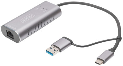 DIGITUS Adaptateur Gigabit Ethernet USB type-C, USB-C+USB A