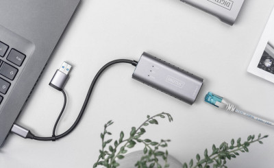 DIGITUS Adaptateur Gigabit Ethernet USB type-C, USB-C+USB A