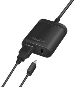 LogiLink Chargeur secteur USB avec câble fixe, 1x USB, noir