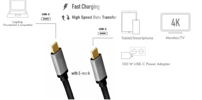 LogiLink Câble USB 3.2, fiche mâle USB-C-mâle USB-C, 1,5 m