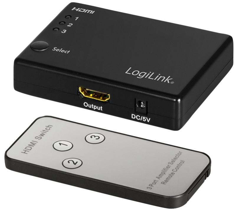 LogiLink Commutateur Full HD Small HDMI, 3 ports, noir