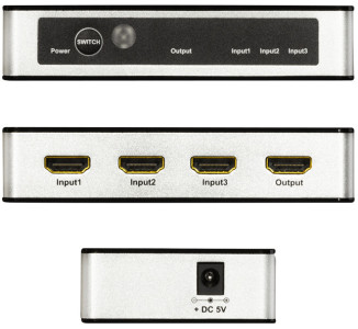 LogiLink Commutateur HDMI 4K/60Hz, 3 ports, noir/argent