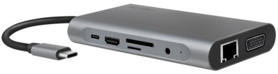 LogiLink Station d'accueil USB 3.2, 10 ports, USB-C, argent