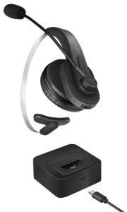 LogiLink Casque mono Bluetooth 5.0, station de charge, noir
