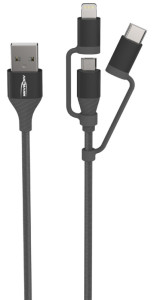 ANSMANN Câble 3en1 de charge & de données, Lightning/USB-C/