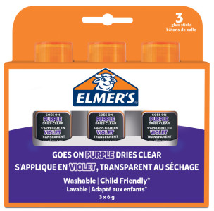 ELMER'S Bâton de colle Disappearing Purple, 6 g, blister x3