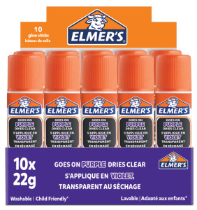 ELMER'S Bâton de colle Disappearing Purple, 6 g, blister x3