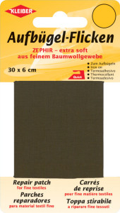 KLEIBER Patch thermocollant Zephir, 300 x 60 mm, gris foncé