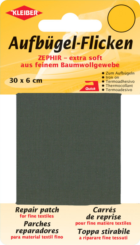 KLEIBER Patch thermocollant Zephir, 300 x 60 mm, gris foncé