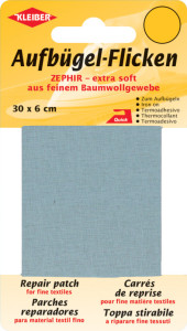 KLEIBER Patch thermocollant Zephir, 300 x 60 mm, gris clair