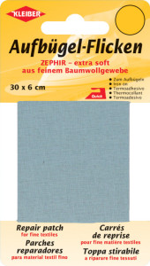 KLEIBER Patch thermocollant Zephir, 300 x 60 mm, bleu clair