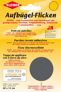 KLEIBER Patch thermocollant Köper, 400 x 120 mm, gris foncé