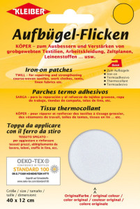 KLEIBER Patch thermocollant Köper, 400 x 120 mm, gris foncé