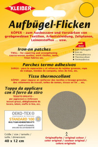 KLEIBER Patch thermocollant Köper, 400 x 120 mm, gris foncé