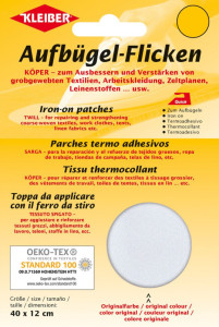 KLEIBER Patch thermocollant Köper, 400 x 120 mm, blanc