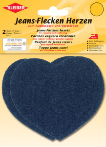 KLEIBER Patch thermocollant pour jeans Coeur, bleu moyen