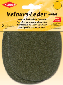 KLEIBER Patch thermocollant en velours, ovale, beige