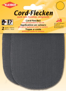 KLEIBER Patch thermocollant en velours côtelé, gris clair