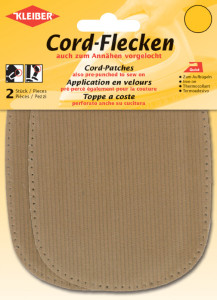 KLEIBER Patch thermocollant en velours côtelé, gris clair