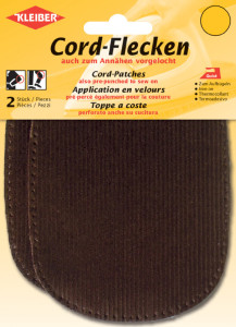 KLEIBER Patch thermocollant en velours côtelé, gris clair