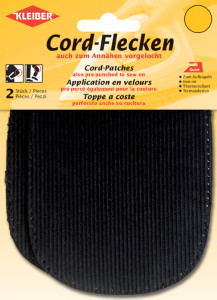 KLEIBER Patch thermocollant en velours côtelé, noir