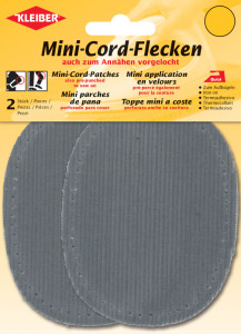 KLEIBER Mini patch thermocollant, fin velours côtelé, gris