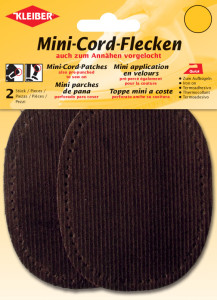 KLEIBER Mini patch thermocollant, fin velours côtelé, noir