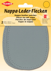 KLEIBER Patch en cuir nappa, 125 x 100 mm, gris clair