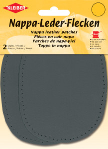 KLEIBER Patch en cuir nappa, 125 x 100 mm, gris clair