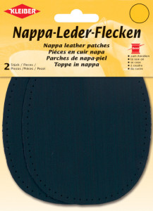 KLEIBER Patch en cuir nappa, 125 x 100 mm, bleu foncé