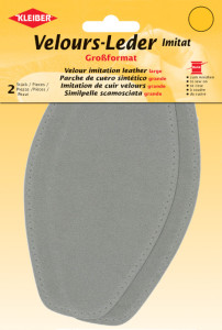 KLEIBER Patch imitation cuir velours, 185x95 mm, gris moyen