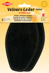 KLEIBER Patch imitation cuir velours, 185x95 mm, gris moyen