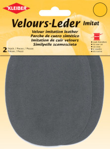 KLEIBER Patch imitation cuir velours, 130x100 mm, gris moyen