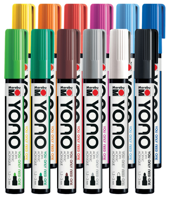 Marabu Feutre acrylique YONO, 1,5 - 3,0 mm, set de 12