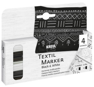 KREUL Feutre textiler Opak, set de 4 Black & White