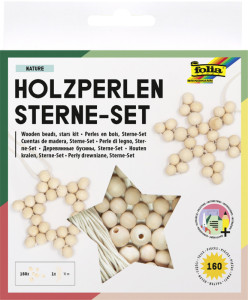 folia Kit Etoiles en perles en bois CLASSIC, 161 pièces