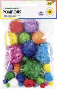 folia Pompons SPARKLING RAINBOW, différentes tailles