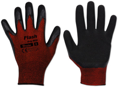 Bradas Gants de travail Flash Grip RED, noir/rouge, S