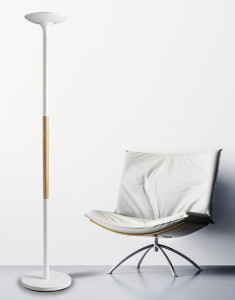 UNiLUX Lampadaire à LED PRYSKA, dimmable, hêtre/noir