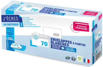 GPV Enveloppes, DL, 110 x 220 mm, blanc, sans fenêtre
